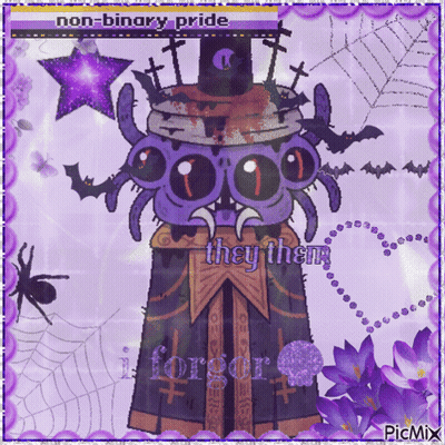Monster With Non-Binary Pride Text GIF