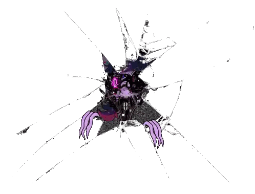 Monster With Purple Claws On Broken Screen Sticker