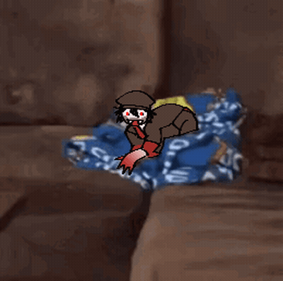 Monster With Red Eyes And Hat GIF