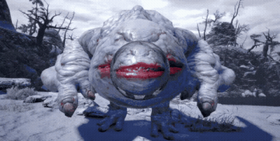 Monster With Red Mouth Standing In Snow Video Game GIF