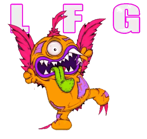 Monster With Tongue Out LFG Sticker