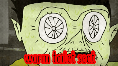 Monster With Warm Toilet Seat GIF