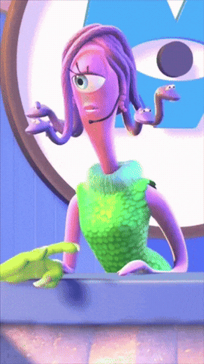 Monsters Inc Cartoon Character In Green Dress GIF