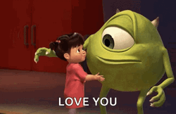 Monsters University Mike Wazowski Boo Love You GIF
