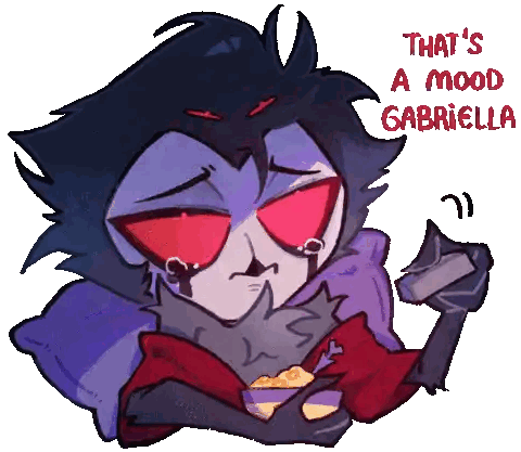 Mood Gabriella Cartoon Character With Red Eyes Sticker
