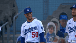 Mookie Betts Smiling Pointing To The Side GIF