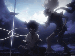 Moon Behind Afro Samurai And Ninja Ninja GIF
