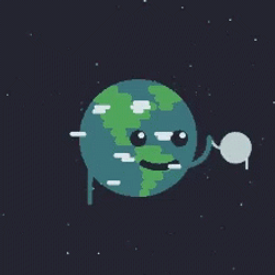 Moon Earth Spinning With Face GIF