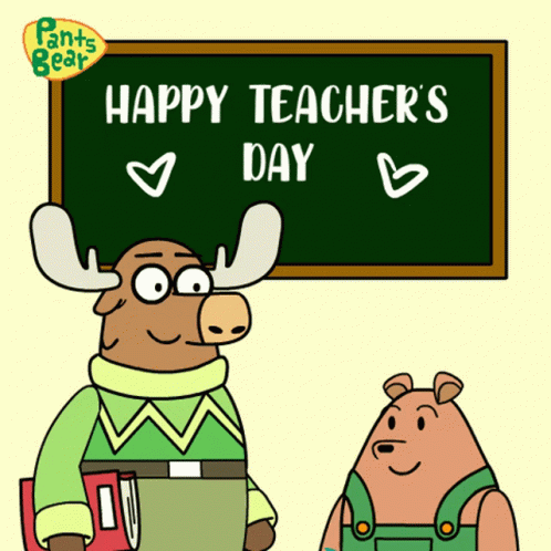 Moose And Bear Celebrating Teacher's Day GIF
