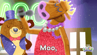 Moose And Bear Dancing By Neon Moo Sign GIF