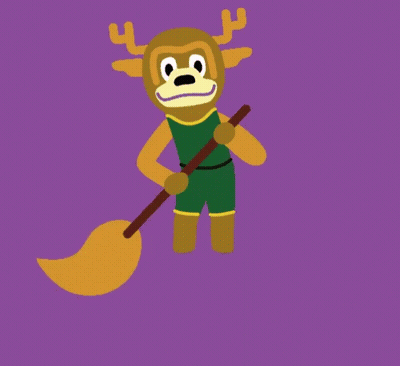 Moose Holding Broom Sweep GIF