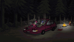 Mordecai Rigby Night Campfire Camping GIF