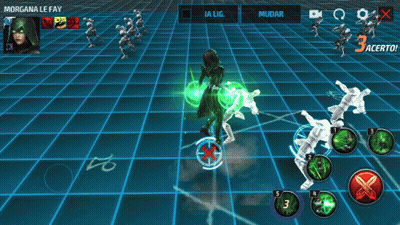Morgana Le Fay Is Playing A Video Game With A Green Background GIF