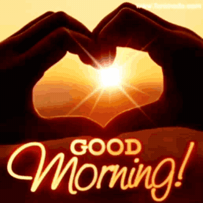Morning Greeting Card With Heart Hands GIF