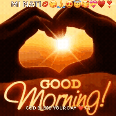 Morning Greeting Card With Heart Hands GIF