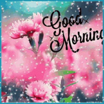 Morning Greeting Card with Pink Flowers