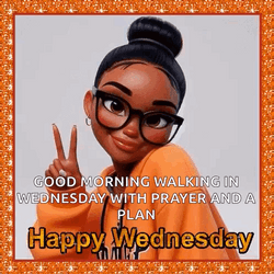 Morning Wednesday Black Woman Peace Sign GIF