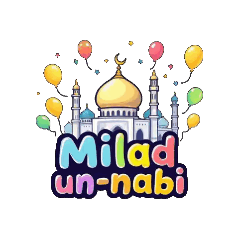Mosque Illustration With Milad Un-Nabi Sticker