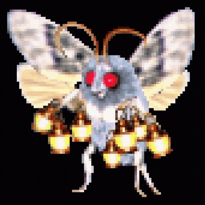 Moth With Red Eyes Carrying Lanterns GIF