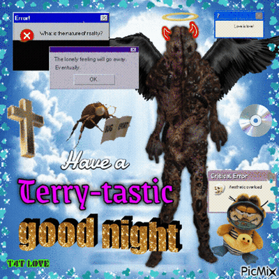 Moth With Wings Saying Have A Terry Tastic Good Night GIF
