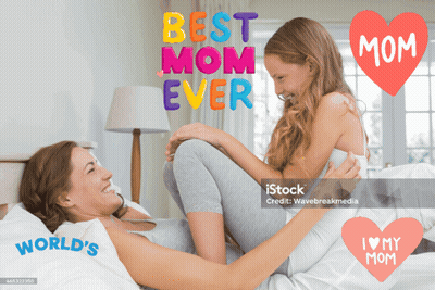 Mother And Daughter Laying On Bed Best Mom Ever GIF
