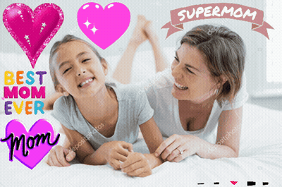 Mother And Daughter Lying On Bed GIF