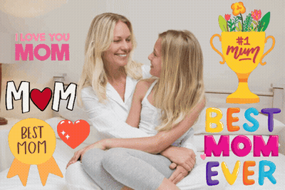 Mother And Daughter Surrounded By Love Stickers GIF