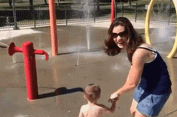 Mother And Son Water Run Fails GIF