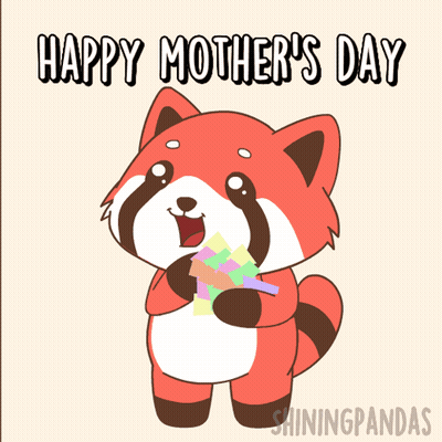 Mother's Day Card Red Panda Holding Gift GIF