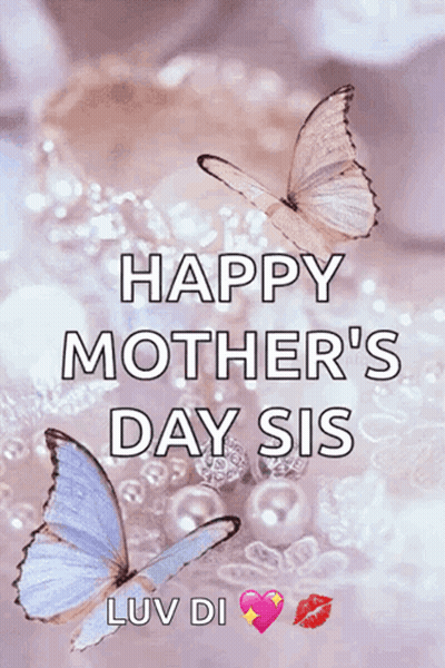 Mother's Day Card With Butterflies And Pearls GIF