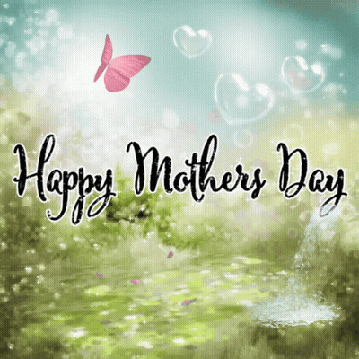 Mother's Day Card With Butterfly And Bubbles GIF