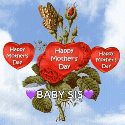 Mother's Day Card With Butterfly And Hearts GIF