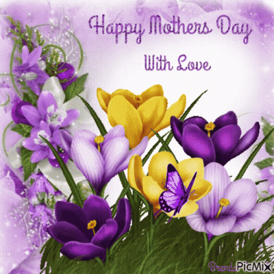 Mother's Day Card With Cats And Flowers GIF