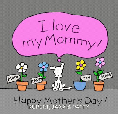 Mother's Day Card With Dog And Flowers GIF