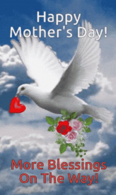Mother's Day Card With Dove Heart And Roses GIF