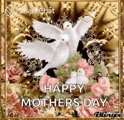 Mother's Day Card With Doves And Flowers GIF
