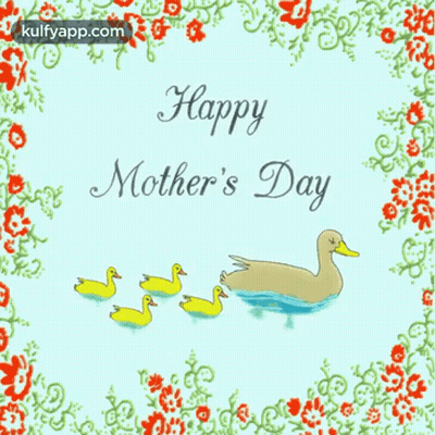 Mother's Day Card With Duck And Ducklings GIF