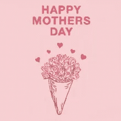 Mother's Day Card With Flower Cone And Hearts GIF