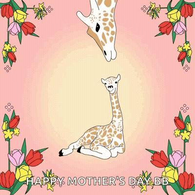 Mother's Day Card With Giraffe And Baby GIF