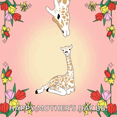 Mother's Day Card With Giraffe And Baby GIF