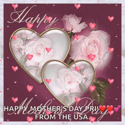 Mother's Day Card With Hearts And Roses GIF