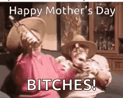 Mother's Day Card With Man And Woman Drinking Wine GIF