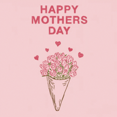 Mother's Day Card With Pink Flowers And Hearts GIF