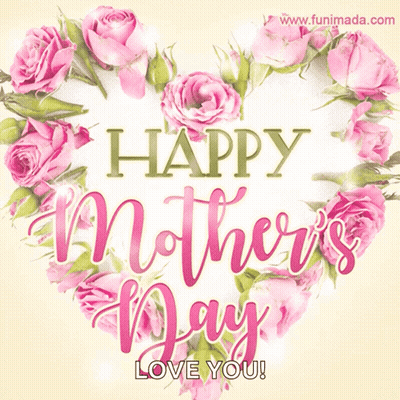 Mother's Day Card With Pink Roses Heart GIF