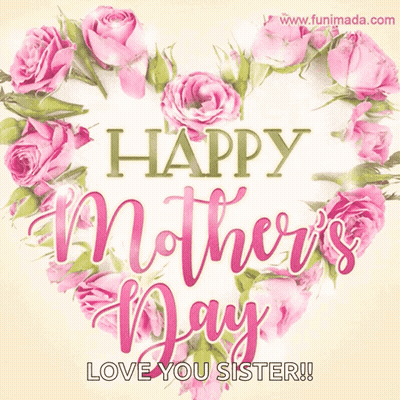 Mother's Day Card With Pink Roses Heart GIF