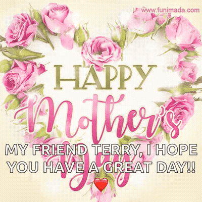 Mother's Day Card With Pink Roses Heart GIF