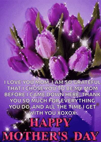 Mother's Day Card With Purple Flowers GIF