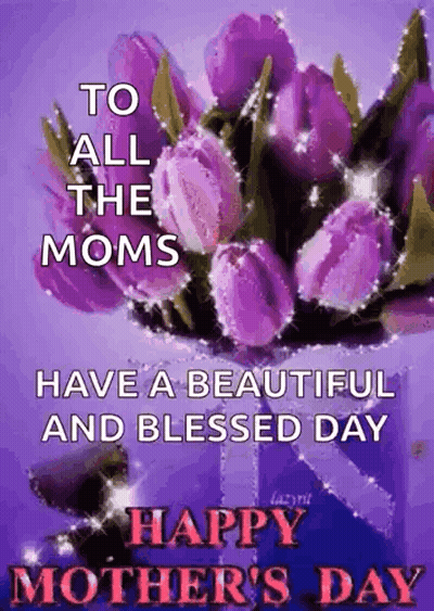 Mother's Day Card With Purple Flowers GIF
