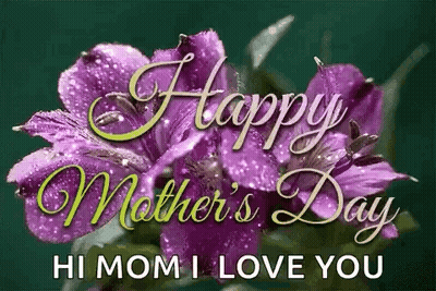 Mother's Day Card With Purple Flowers Happy Mom I Love You GIF