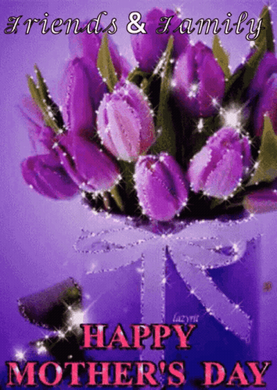 Mother's Day Card With Purple Flowers GIF
